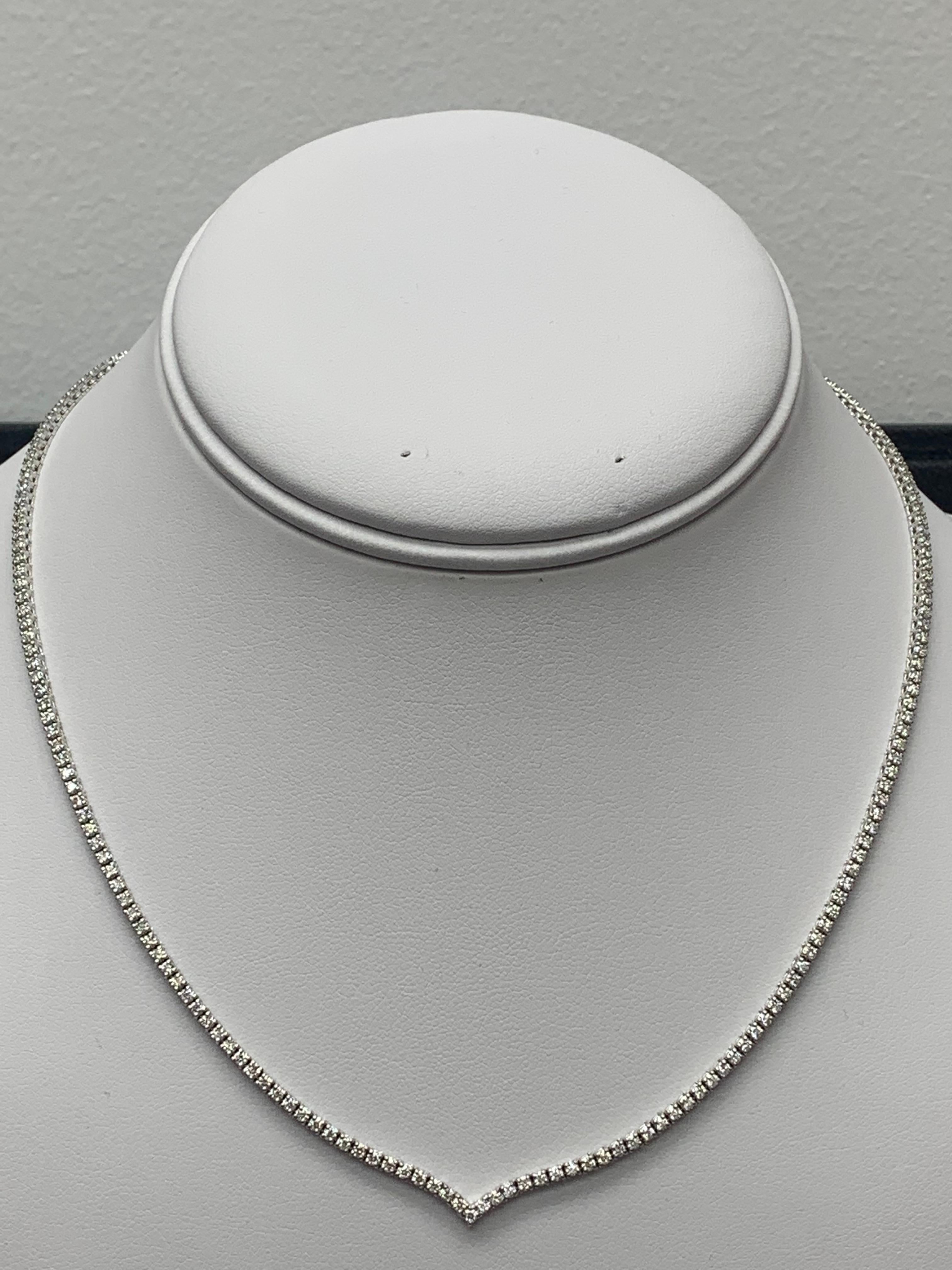 3.58 Carat Diamond Tennis Necklace in 14K White Gold In New Condition For Sale In NEW YORK, NY