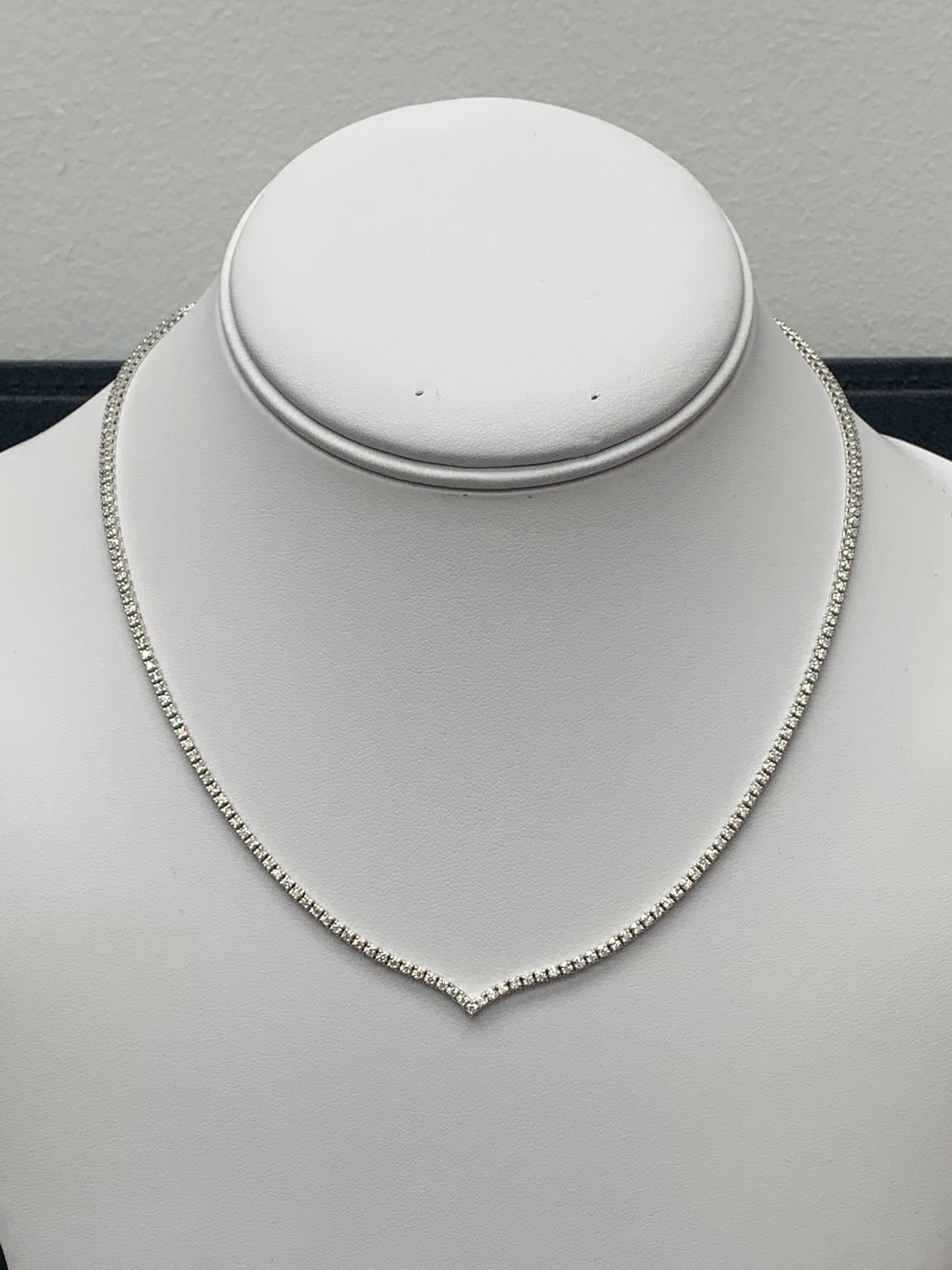 3,58 Karat Diamant-Tennis-Halskette aus 14K Weißgold Damen im Angebot