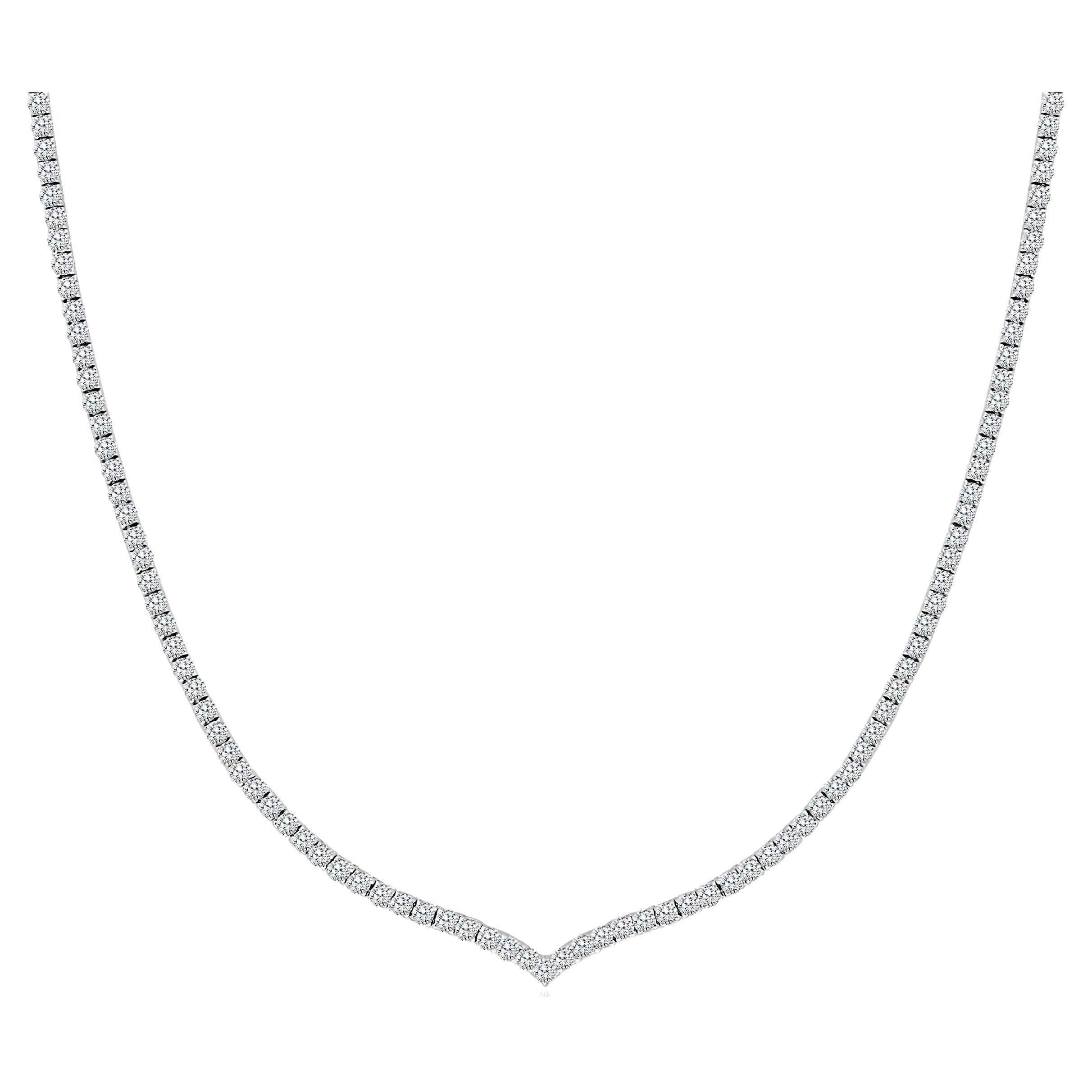 3.58 Carat Diamond Tennis Necklace in 14K White Gold For Sale