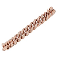 Vintage 3.58 Carat Diamonds, 18 Karat Rose Gold Chain Bracelet
