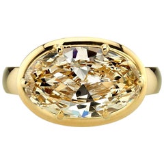 Used 3.58 Carat EGL Certified Oval Cut Diamond in an 18 Karat Yellow Gold Setting