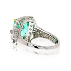 3.58 Carat Emerald-Cut Colombian Emerald in 18 Karat White Gold Ring