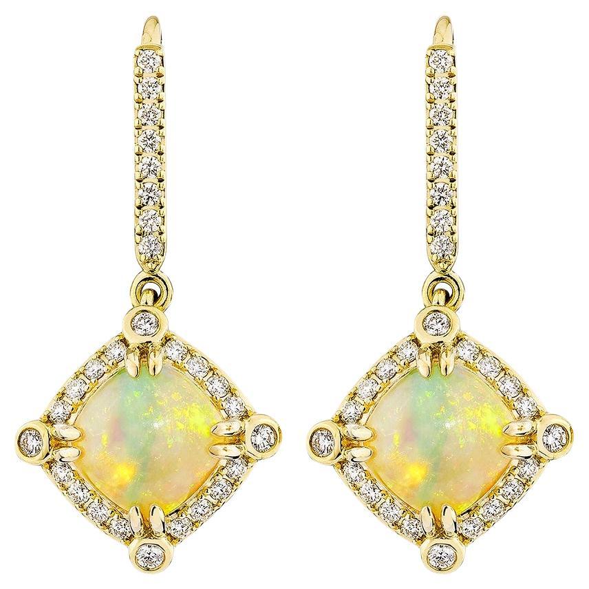 Sunita Nahata 3.58 Carat Ethiopian Drop Earrings in 18KYG with Diamond.
