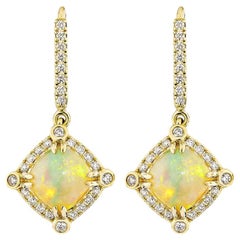Sunita Nahata 3.58 Carat Ethiopian Drop Earrings in 18KYG with Diamond.