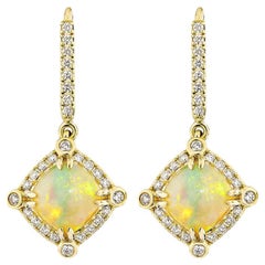 3.58 Carat Ethiopian Drop Earrings in 18Karat Yellow Gold with Diamond.