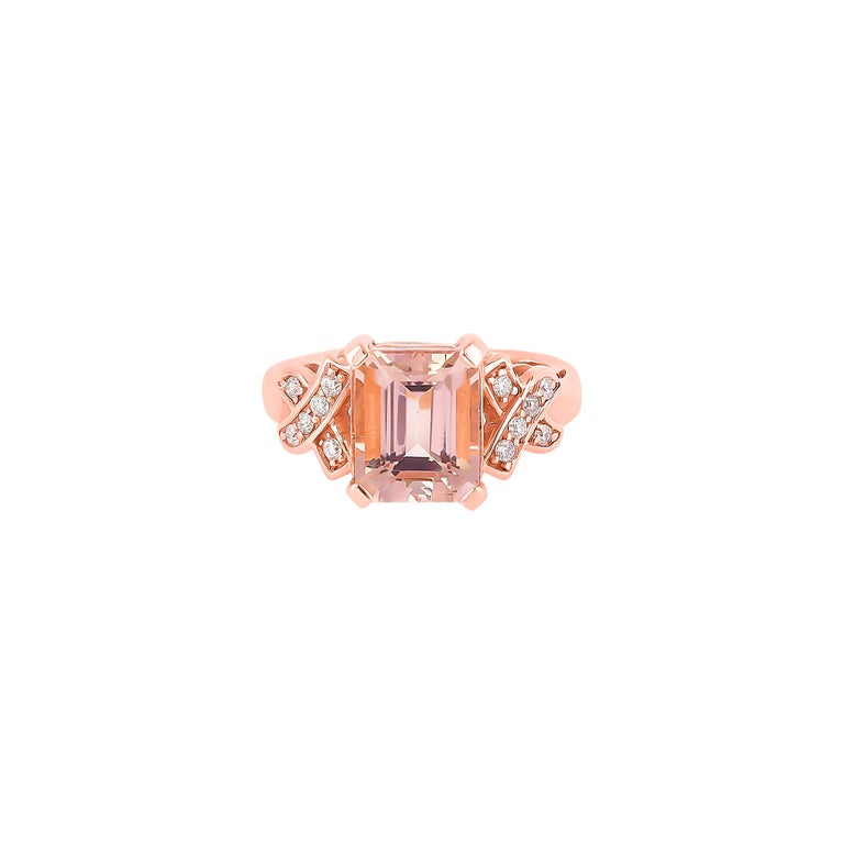 3.58 Carat Morganite and Diamond Ring in 18 Karat Rose Gold For Sale at ...