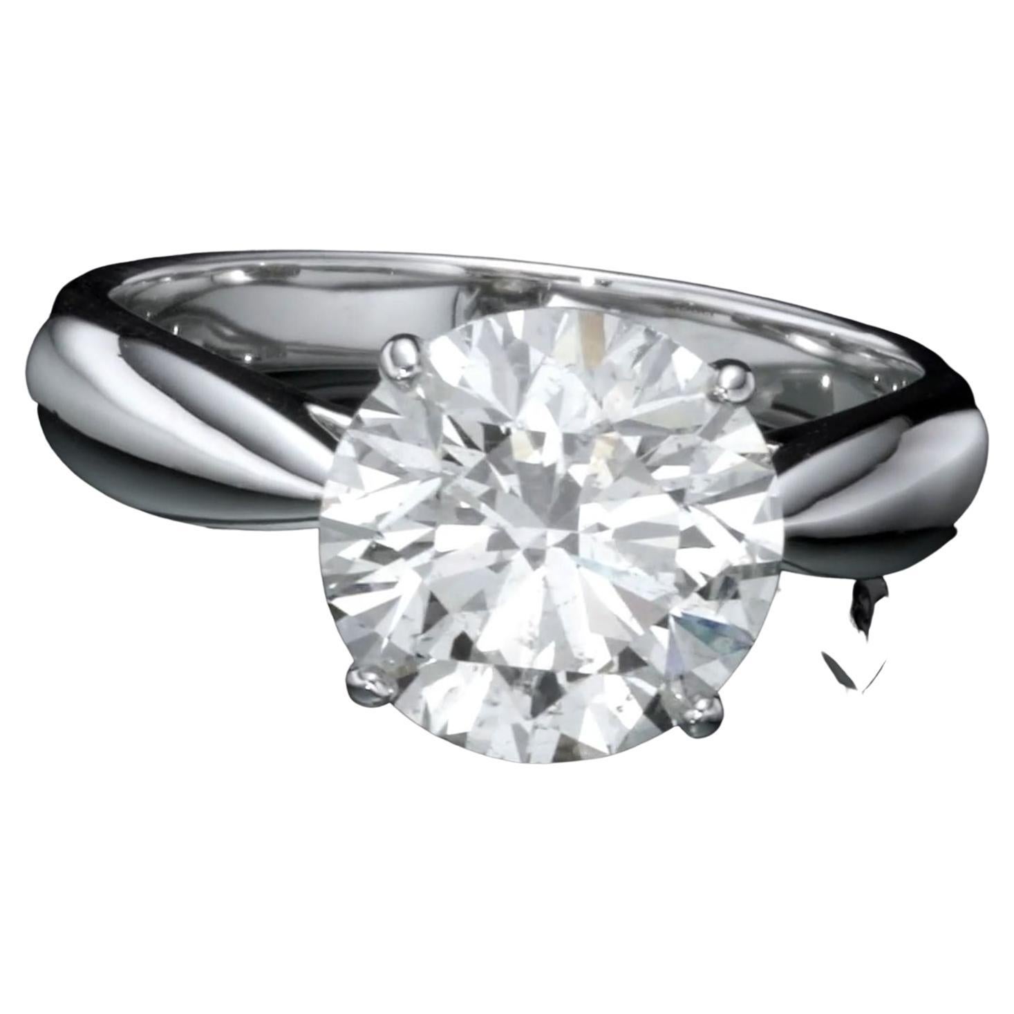 Bague de fiançailles en diamant naturel de 3,58 carats en vente