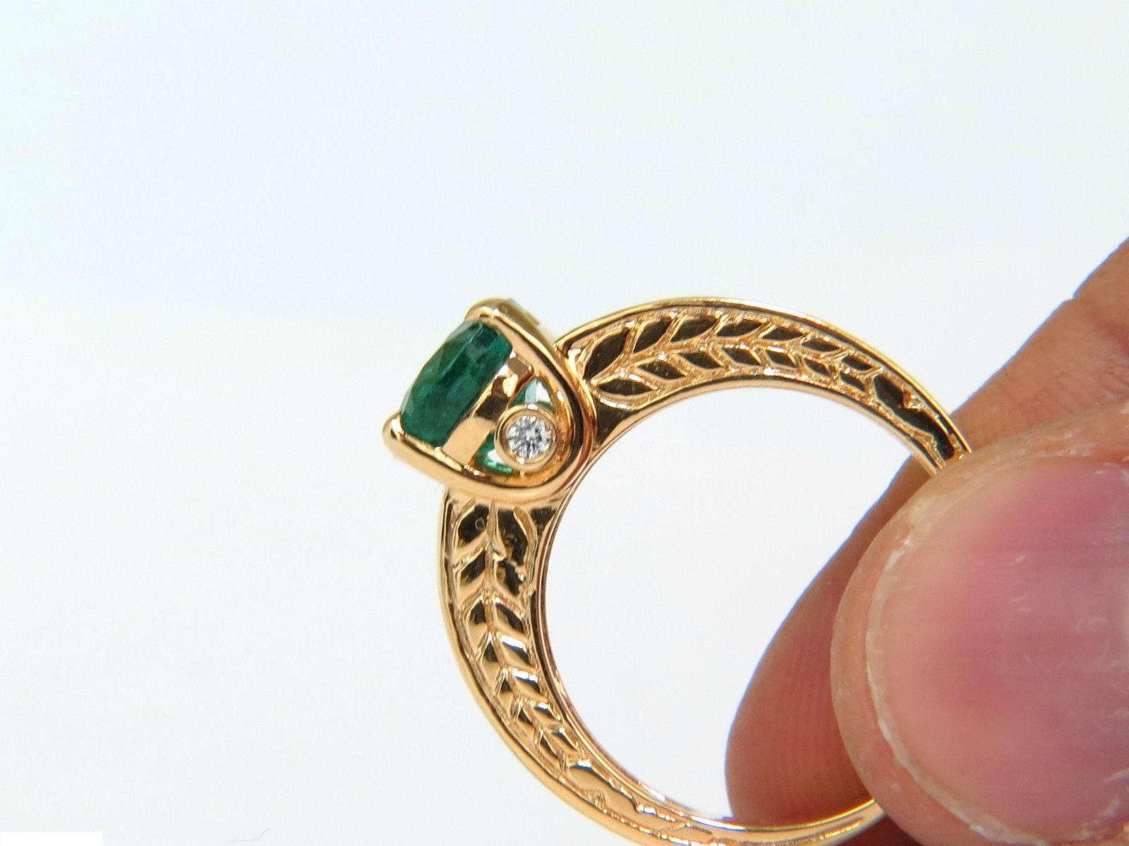 3.58 Carat Natural Zambia AAA Green Emerald Diamond Ring 14 Karat G/VS 2