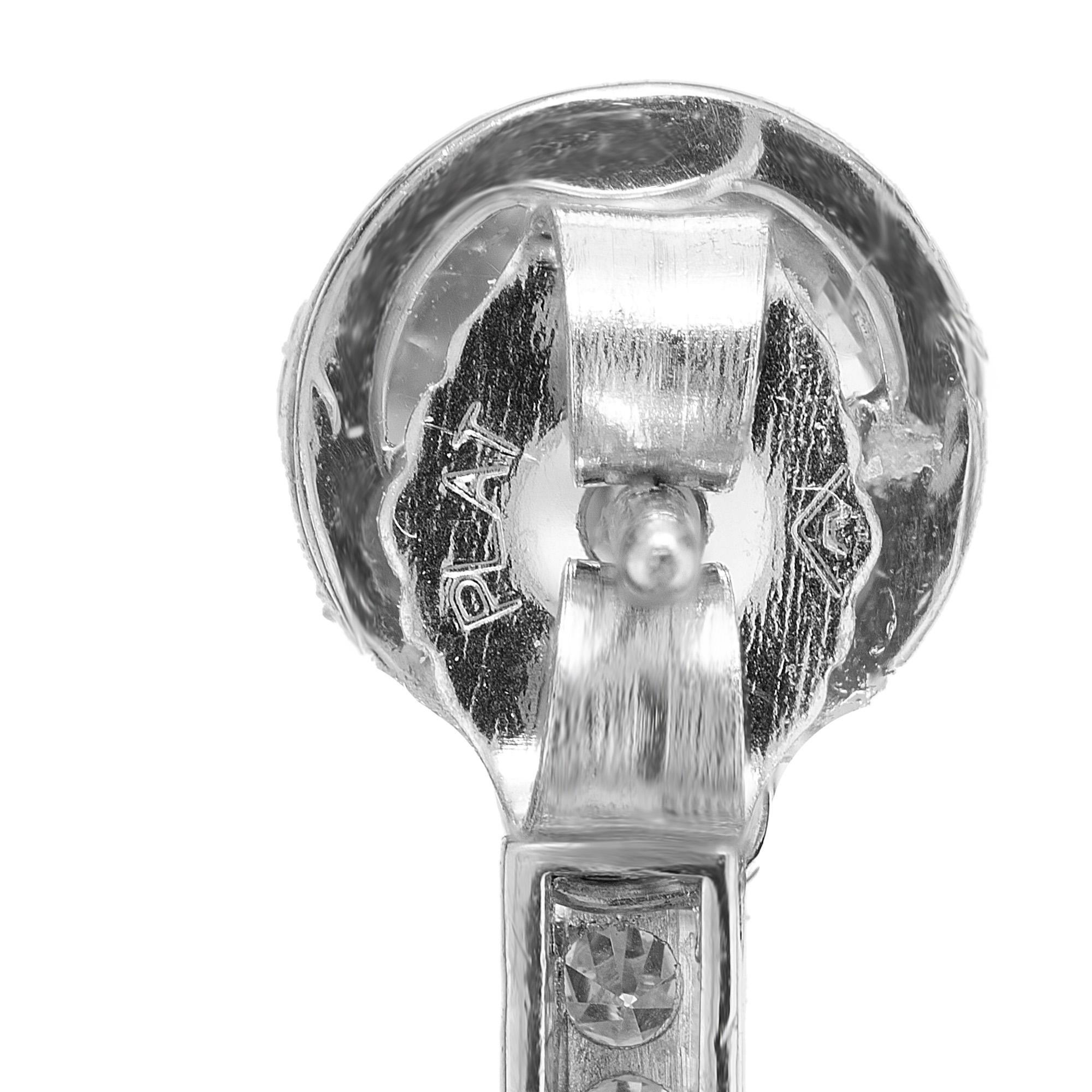 Women's 3.58 Carat Old European Cut Diamond Bezel Platinum Dangle Earrings For Sale