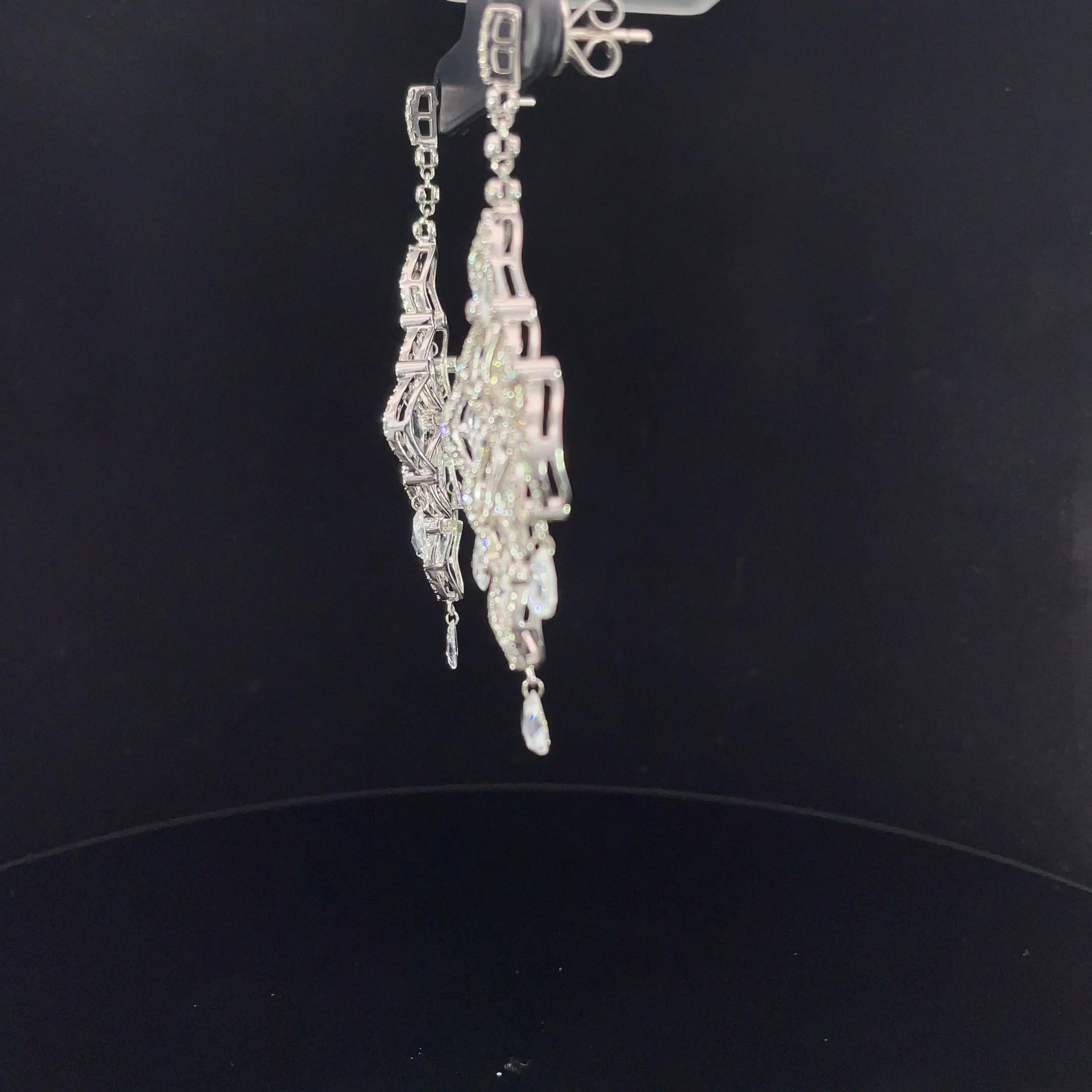 Boucles d'oreilles pendantes en or 18 carats 3,58 carats taille rose 1,58 carat diamant rond Unisexe en vente
