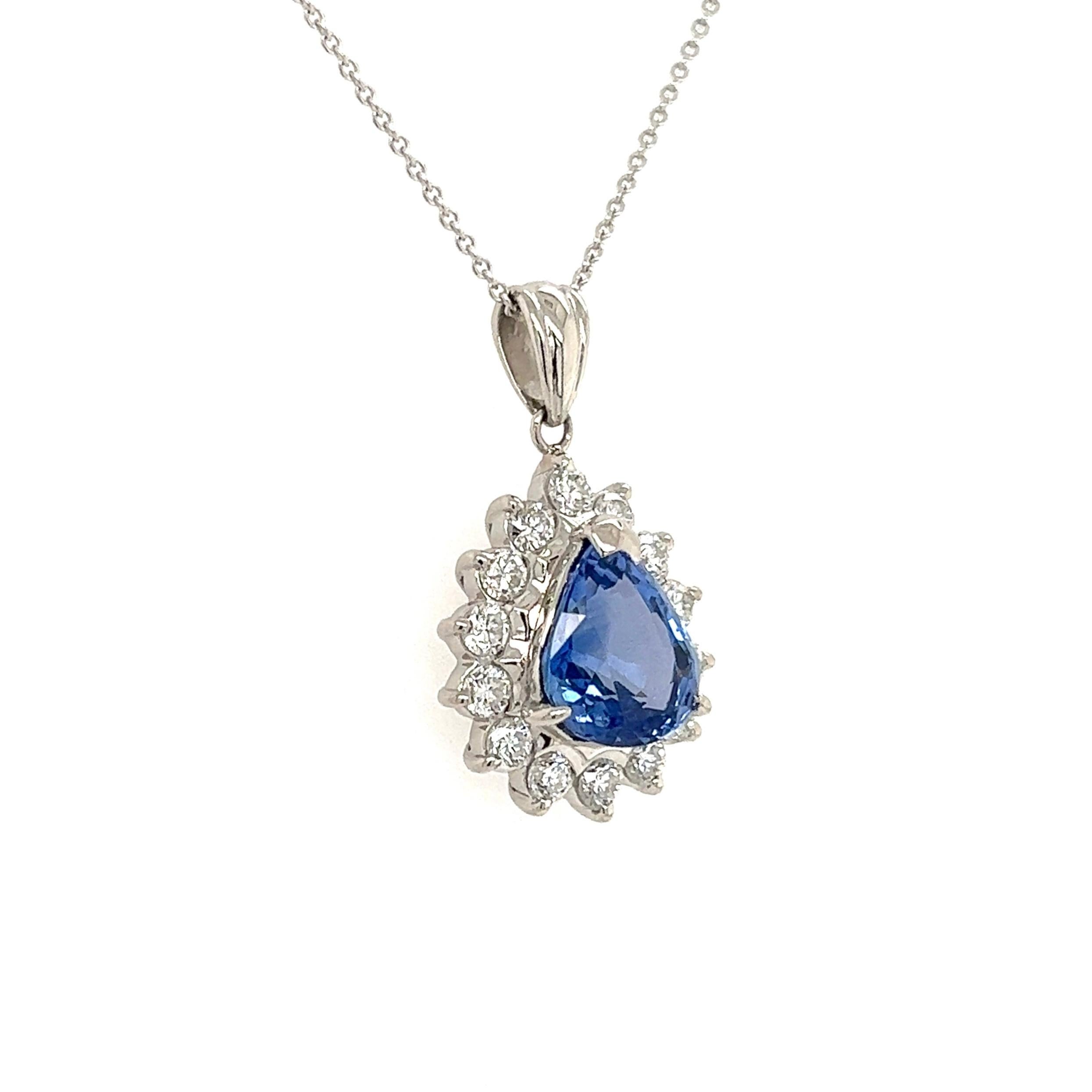 Moderne Collier pendentif en platine avec saphir de 3,58 carats et diamants (succession)