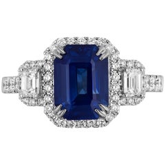 3.58 Carat Sapphire Diamond Cocktail Ring