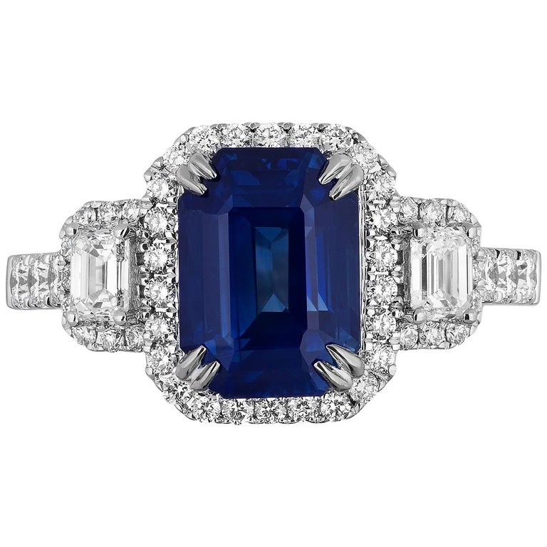 3.58 Carat Sapphire Diamond Cocktail Ring For Sale