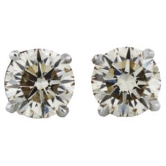 3.58 Carat Total Diamond Stud Earrings in 14 Karat White Gold