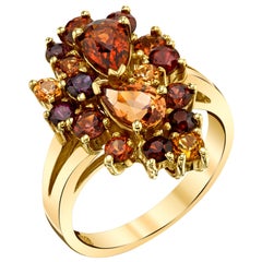 3.58 ct. t.w. Multicolored Garnet 18k Yellow Gold Paisley Cluster Cocktail Ring