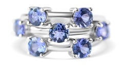Natural Tanzanite Ring -Sterling Silver Ring -7 Stone Tanzanite Birthstone Ring