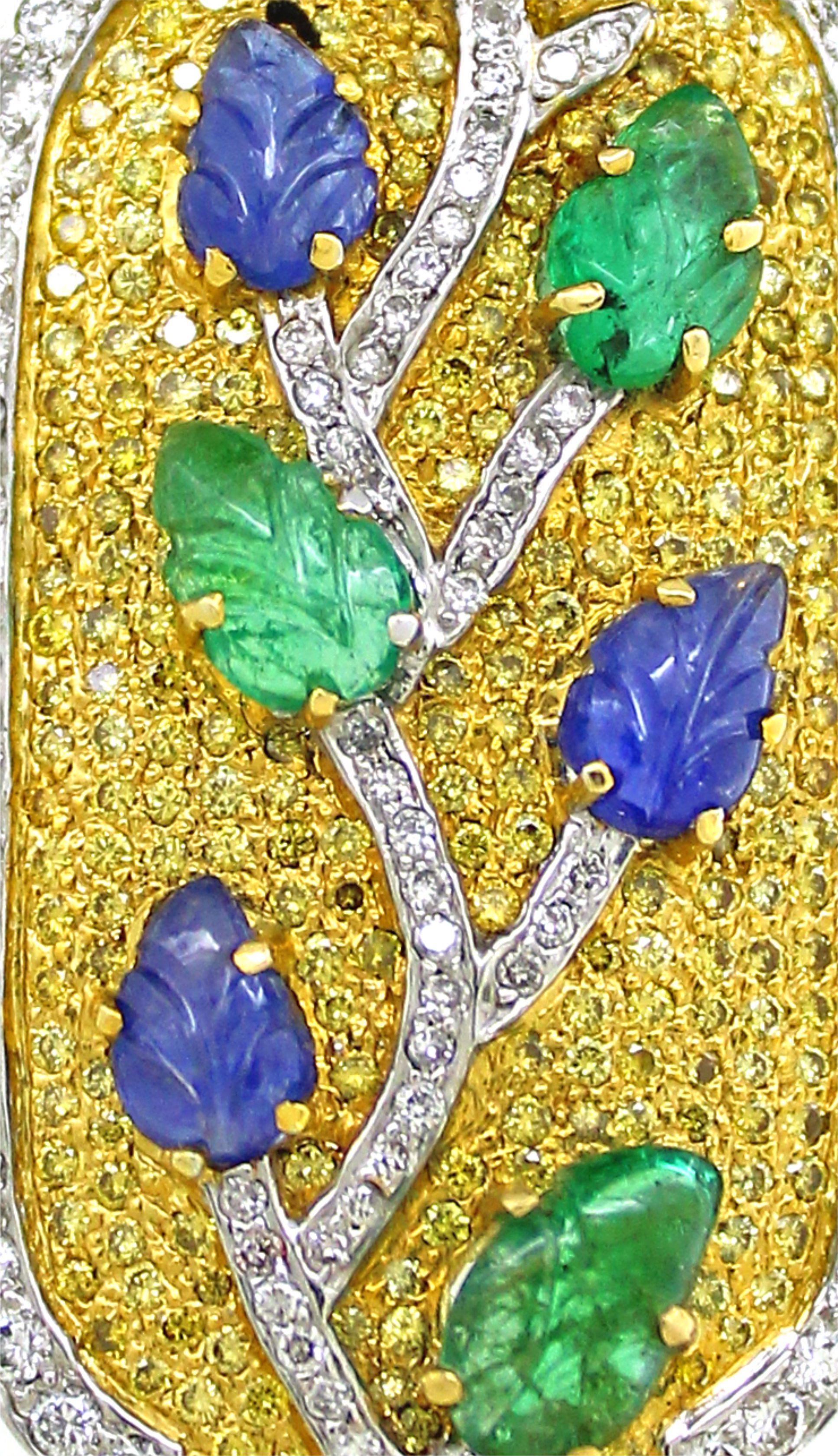 3,58 Karat Smaragd- und Saphir-Anhänger (Cabochon) im Angebot