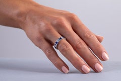 3.58 tcw Blue Sapphire and Diamond Oval Eternity Band