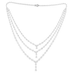 35.80 Carat Oval Pear Brilliant Cut Diamond Necklace 18 Karat White Gold Jewelry