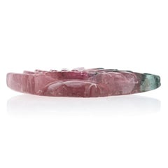 35.80ct Loose Bi-Color Tourmaline Gemstone, Craved Silhouette JAGi Graded
