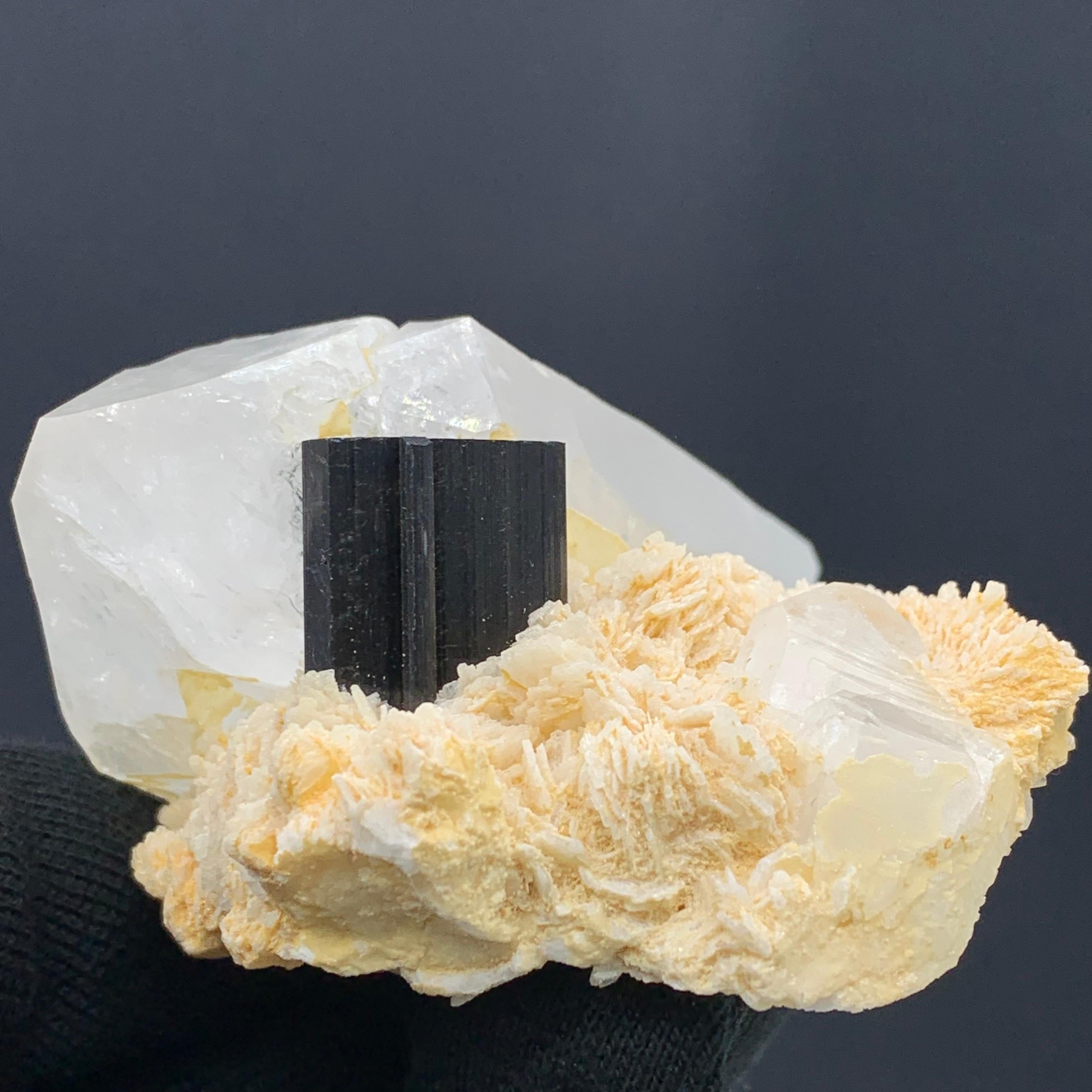 18th Century and Earlier 358.33 Gram Black Tourmaline Specimen with Quartz And Mica From Afghanistan  For Sale