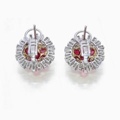 Pendientes de rubí y diamantes de Birmania sin calor de 3,59 quilates en oro blanco de 18 quilates