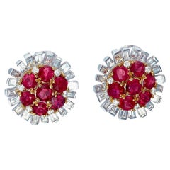 3.59 Carat Burmese Ruby No Heat Pigeon Blood And Diamond Stud Earring 18K Gold