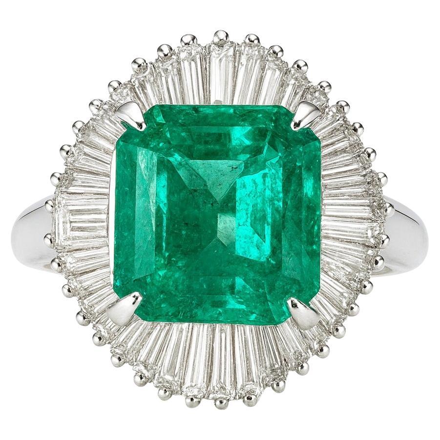 Bague cocktail en platine avec diamant colombien de 3,59 carats en vente