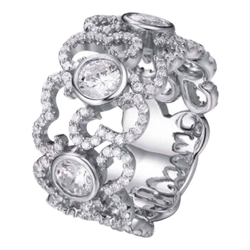 Alliance déco en argent sterling avec zirconia cubic de 3,89 carats et pav set fantaisie en vente