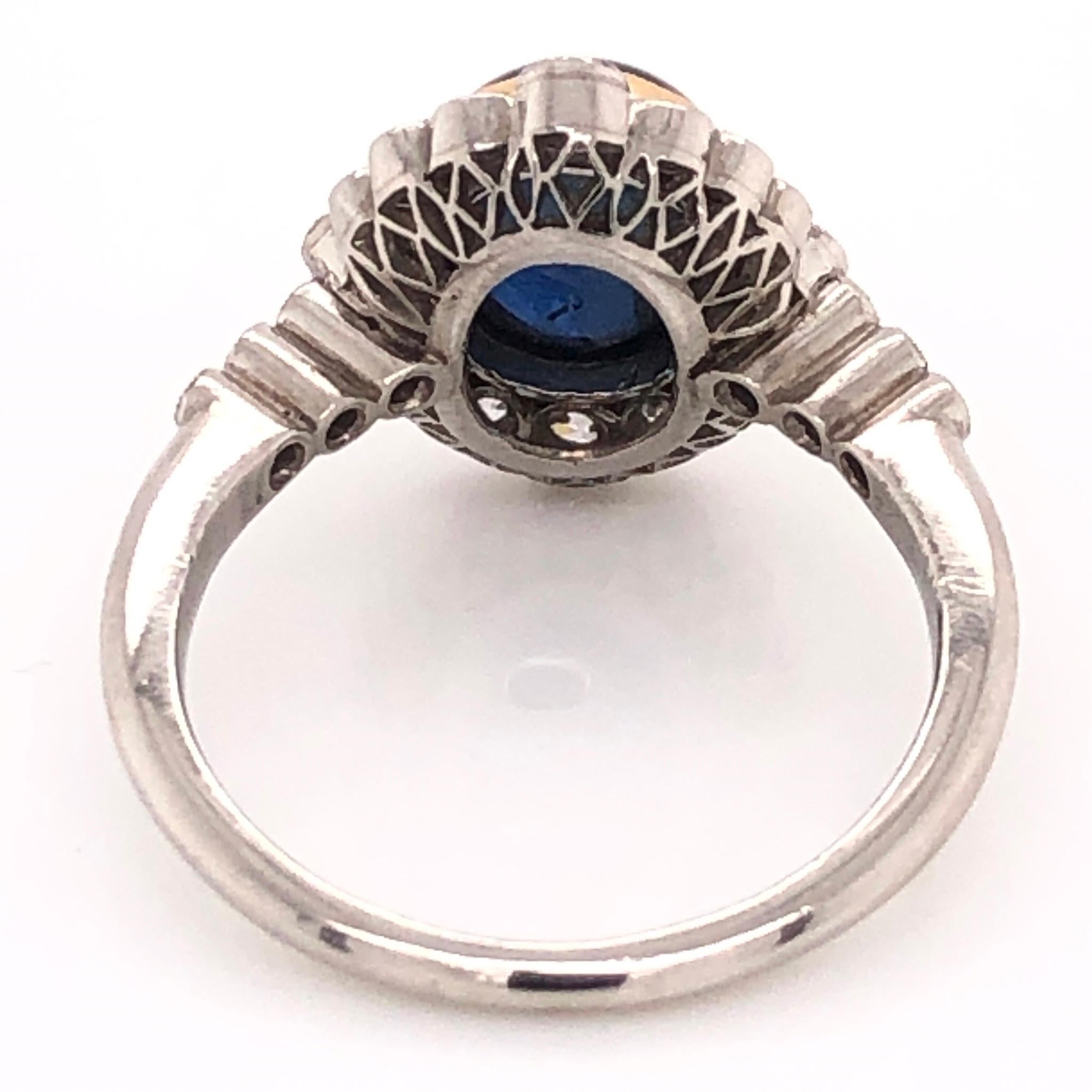 3.59 Carat Deep Blue Star Sapphire Diamond Art Deco Revival Platinum ...