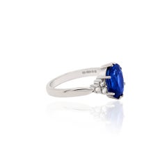 3.59 Carat Oval Sapphire and Diamond 18ct White Gold Engagement Ring