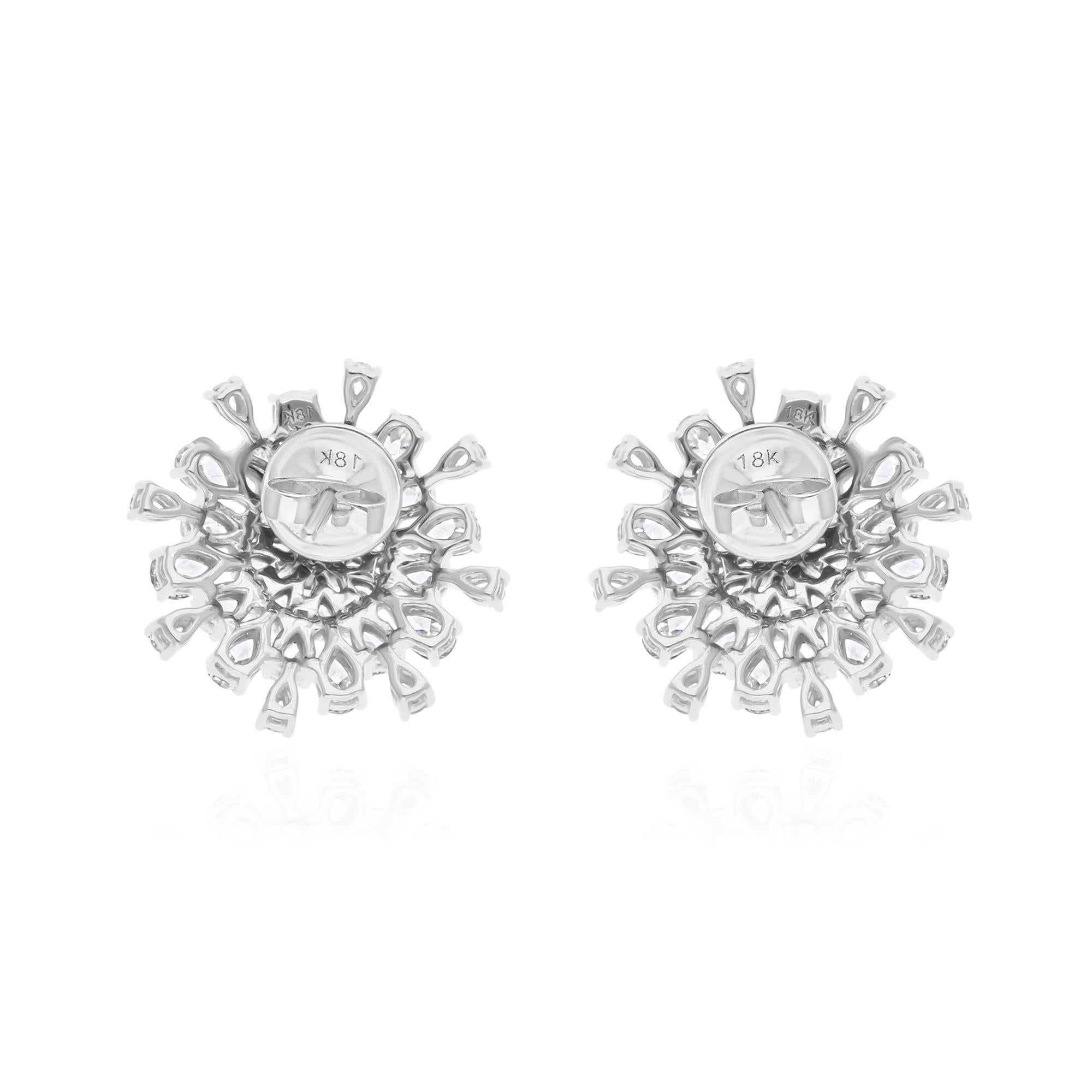 Women's 3.59 Carat SI/H Pear Brilliant Cut Diamond Earrings 18 Karat White Gold Jewelry For Sale