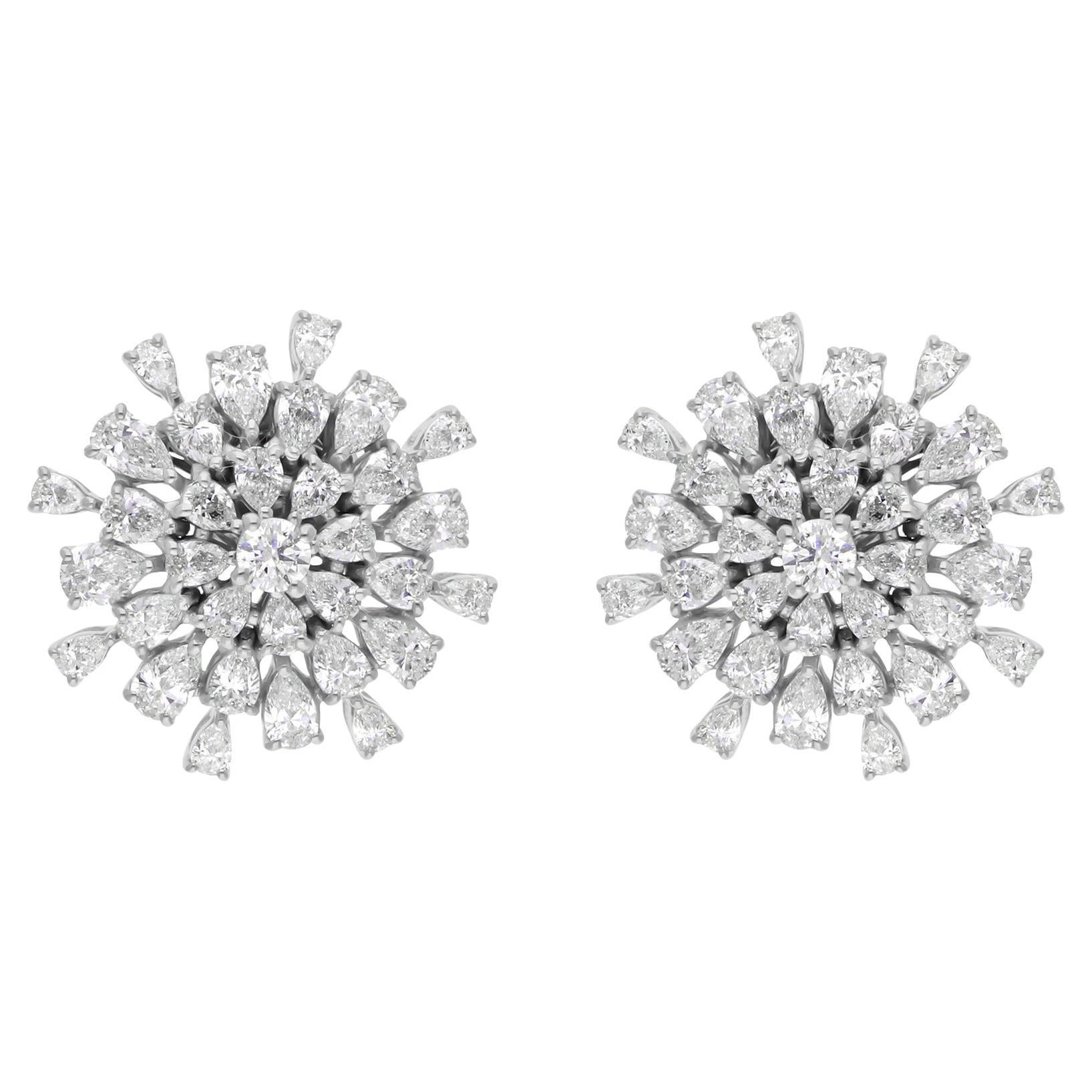 3.59 Carat SI/H Pear Brilliant Cut Diamond Earrings 18 Karat White Gold Jewelry