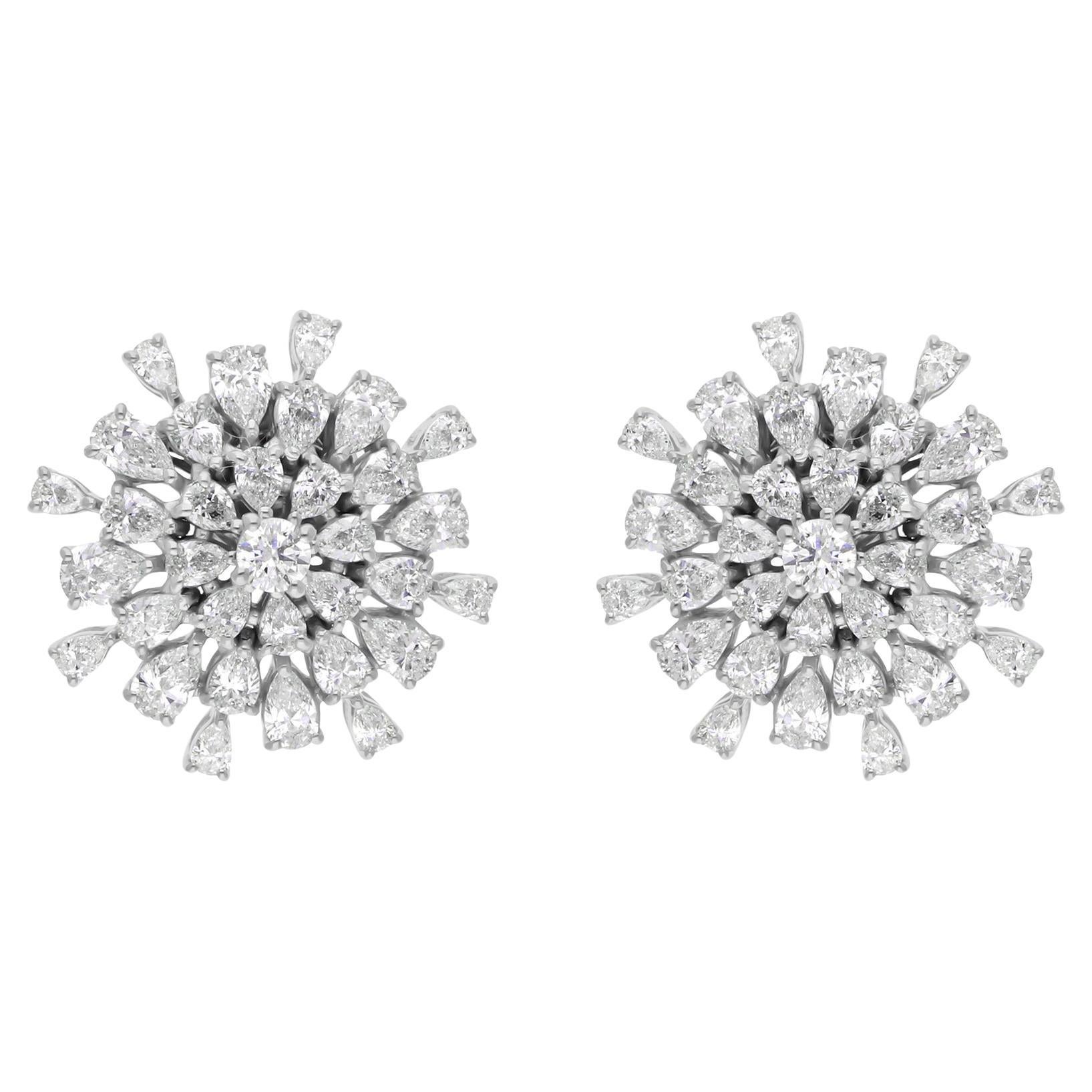 3,59 Karat SI/H Birne Diamant Cluster Starburst Ohrstecker 18 Karat Weißgold