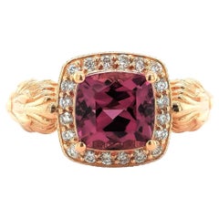 3.59 Carats Rhodolite Garnet Diamonds set in 18K Rose Gold Ring