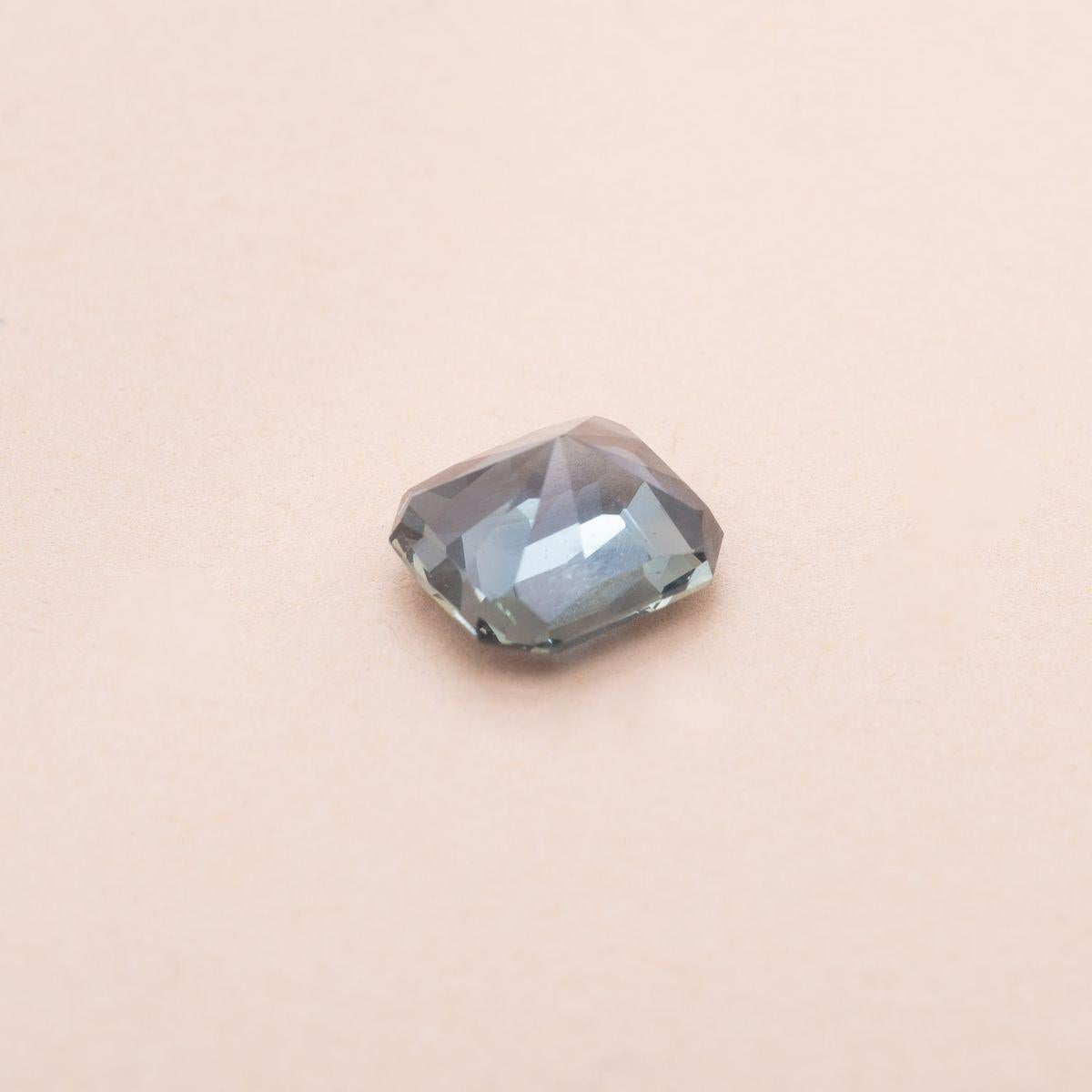 Emerald Cut 3.59 carats unheated blue-green step-cut sapphire  For Sale