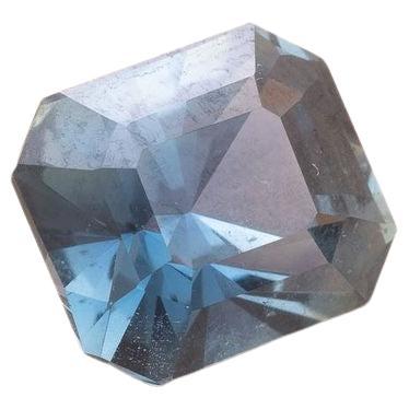 3.59 carats unheated blue-green step-cut sapphire  For Sale