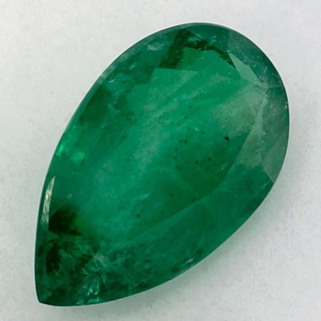Pear Cut 3.59 Ct Emerald Pear Loose Gemstone For Sale
