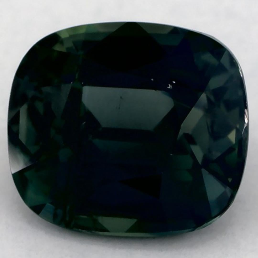 3.59 Ct Zaffiro Verde Cuscino Gemma Sfusa