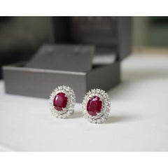 3.59 Ct Ruby Oval Earrings