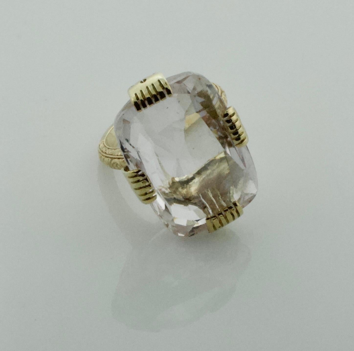 35.90 Carat Pastel Pink Sapphire Ring in 18 Karat Yellow Gold For Sale 1