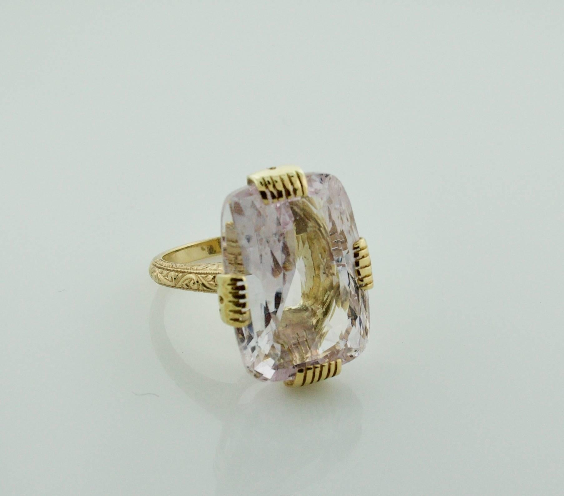 35.90 carat Pink Sapphire Ring in 18k Yellow Gold
Set in a Custom Made Engraved Ring
Stunning would be a Gross Understatement 