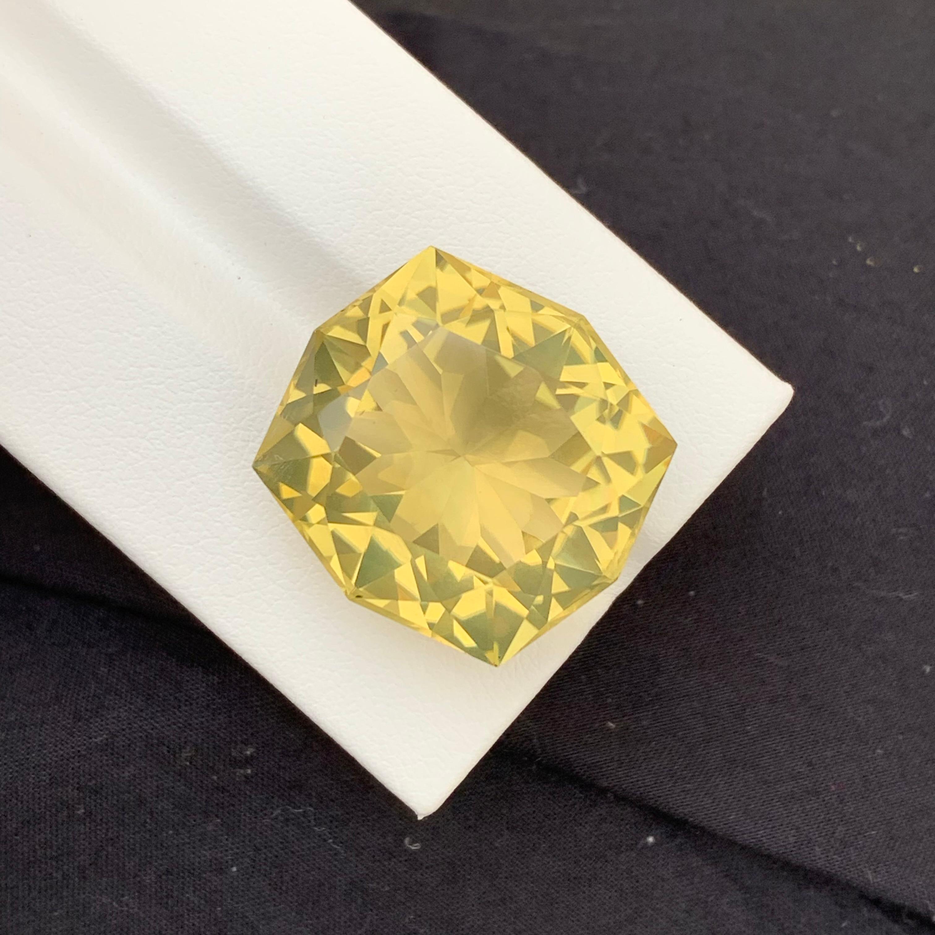 35.95 Carat Natural Loose Flower Cut Lemon Quartz Citrine Octagon Shape Gemstone For Sale 4