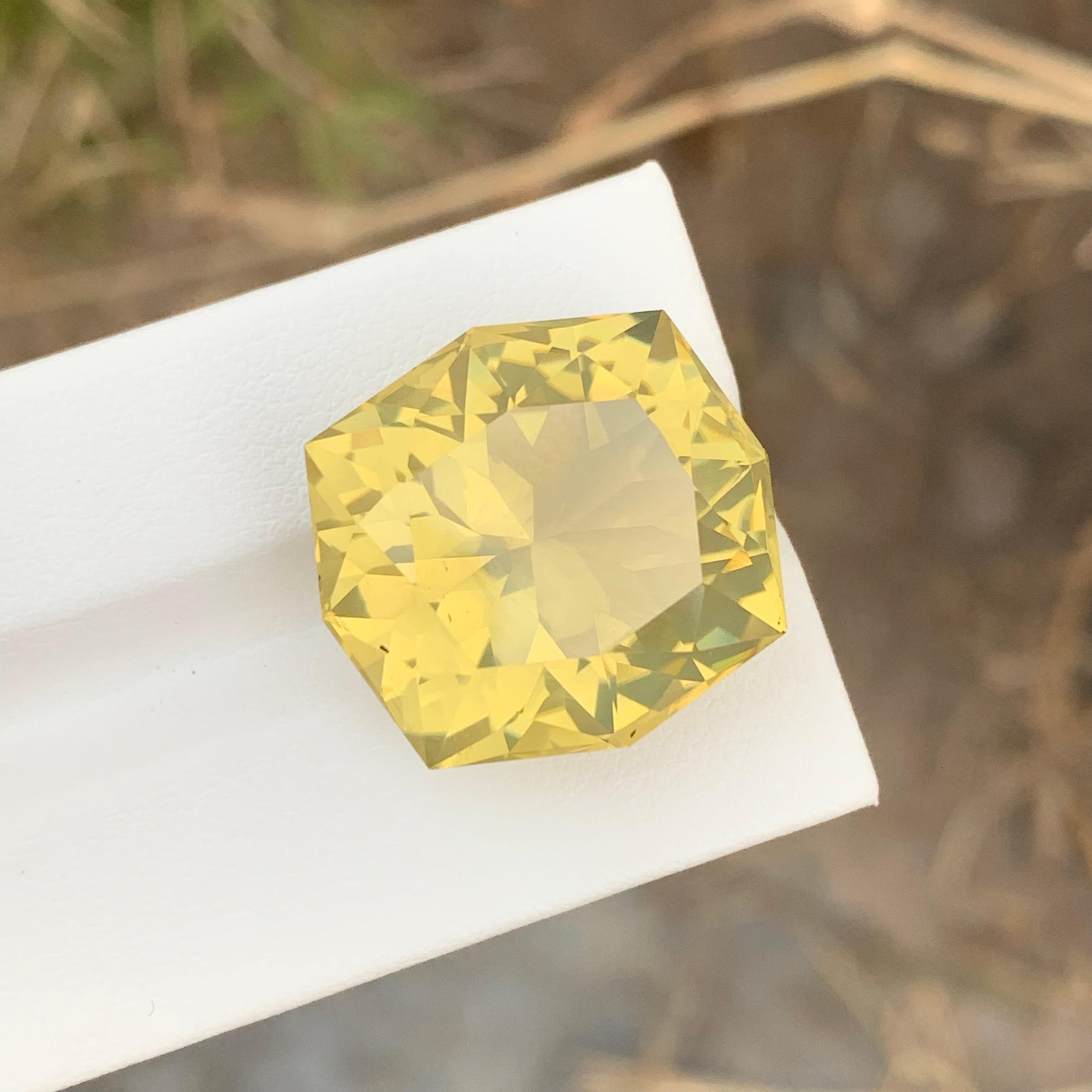 da uomo o donna 35,95 Carati Nature sciolti taglio fiore Quarzo limone Citrino forma ottagonale Gemma in vendita