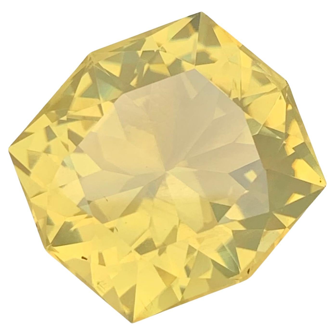 35.95 Carat Natural Loose Flower Cut Lemon Quartz Citrine Octagon Shape Gemstone For Sale
