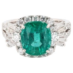 3.59ct Extremely Rare Emerald and 1.21ctw Diamond Platinum Ring 'GIA Certified'