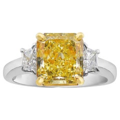 3.59CT Fancy Intense Yellow Radiant SI1 GIA Ring