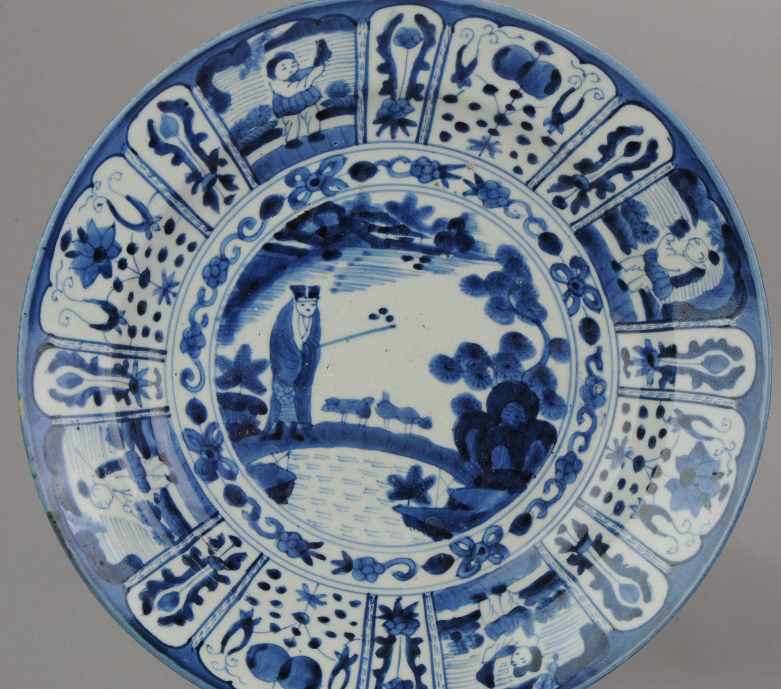 17th-18th Century Japanese Porcelain Plate Kraak Arita Deer Symbols Antique 6