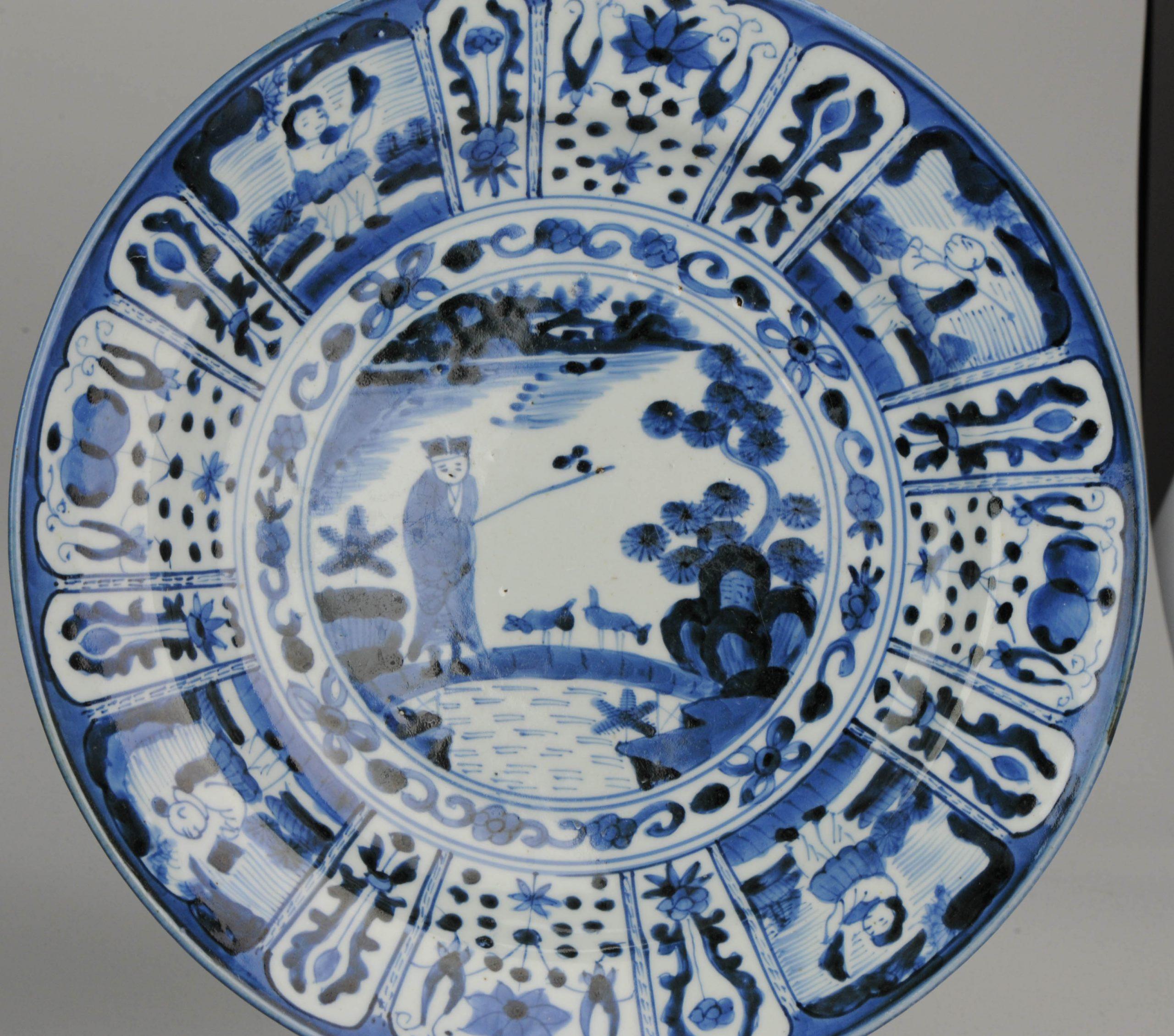 17th-18th Century Japanese Porcelain Plate Kraak Arita Deer Symbols Antique 7
