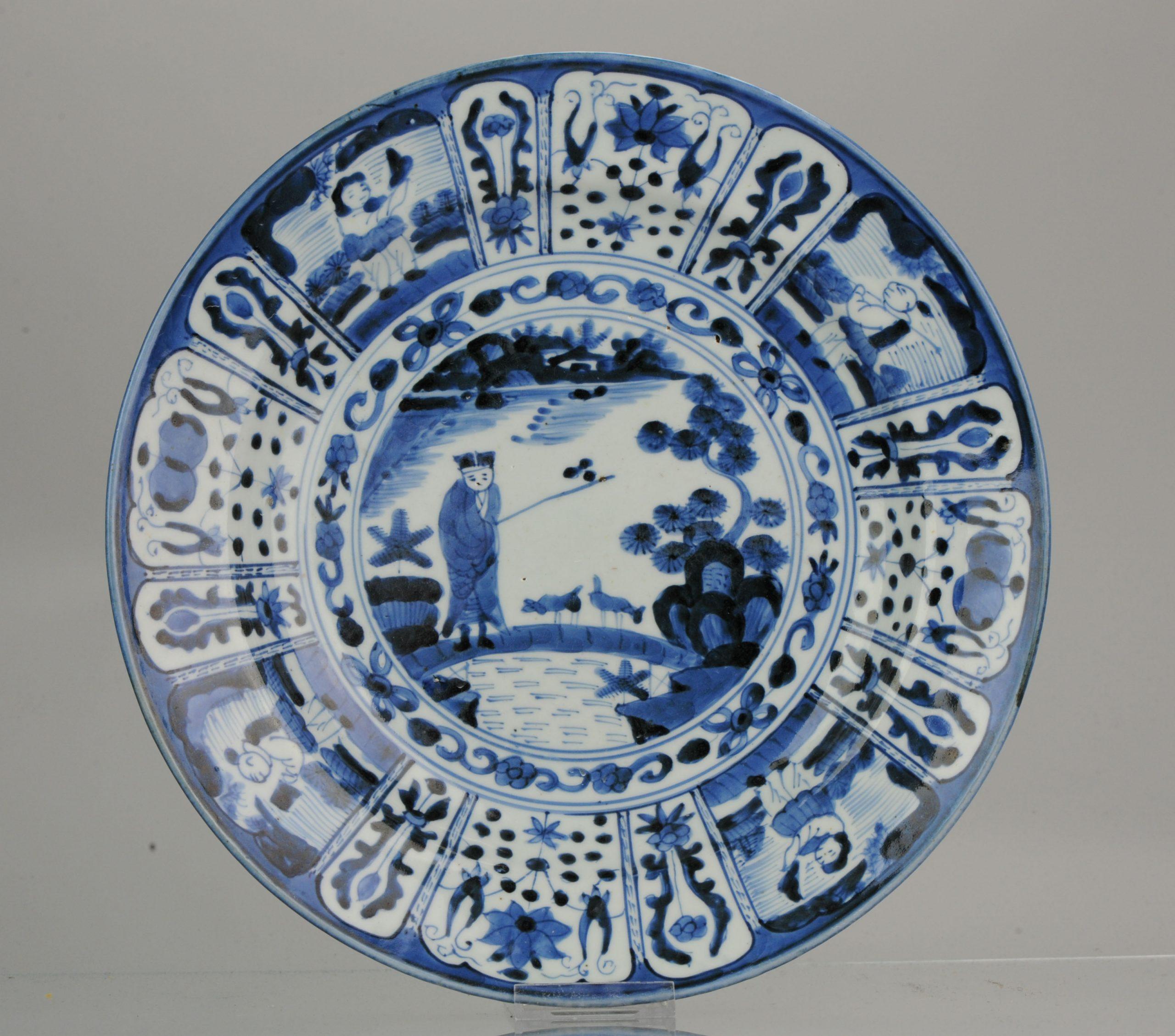 17th-18th Century Japanese Porcelain Plate Kraak Arita Deer Symbols Antique 8